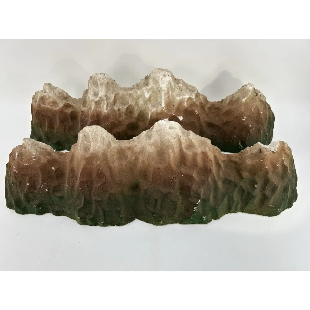 Vintage Molded Styrofoam Mountain Range Backdrop Set Of 2